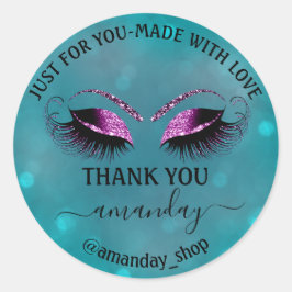 ネーム感謝していブティックアイラッシュショップティール（緑がかった色）バイオレットグラム ラウンドシール