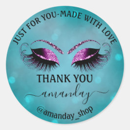 ネーム感謝していブティックアイラッシュショップティール（緑がかった色）バイオレットベリー ラウンドシール