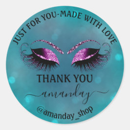 ネーム感謝していブティックアイラッシュショップティール（緑がかった色）バイオレットベリー ラウンドシール