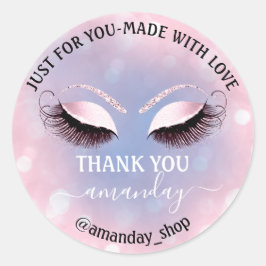 ネーム感謝していブティックアイラッシュショップピンクパステル ラウンドシール