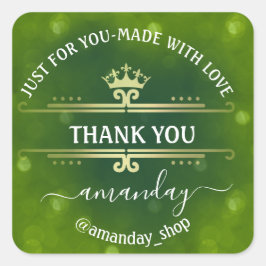 ネーム感謝していブティックショップクラウン王室の金ゴールドグリーン スクエアシール