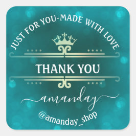 ネーム感謝していブティック王室のショップクラウン金ゴールドティール(緑がかった色) スクエアシール