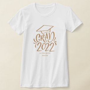 ネーム金ゴールドキャップTシャツ付き手書きGrad 2022 Tシャツ