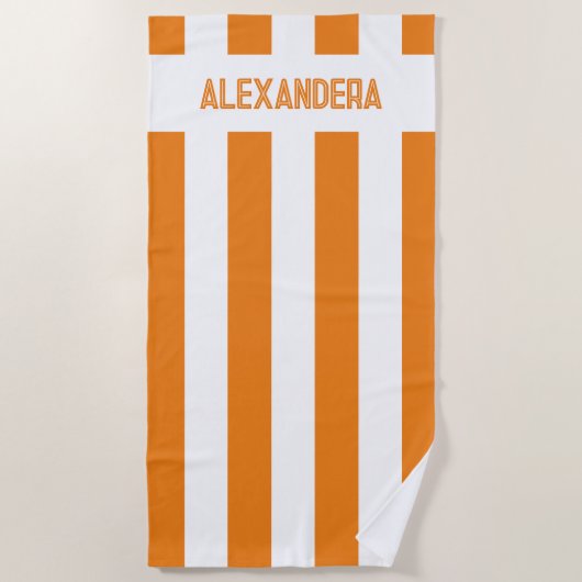 ネーム オレンジ バチェロレッテ パーティー ビーチタオル (正面)