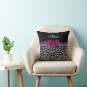 ネーム·グパーソナライズされたレー·レオパー·プリント·ピンク·ボウ クッション (椅子)