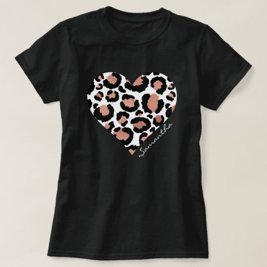 ネーム ハート レオパード チーター アニマル柄 Tシャツ (デザイン正面)
