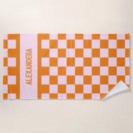 ネーム ピンク オレンジ サンセット ブライズテイル ビーチタオル