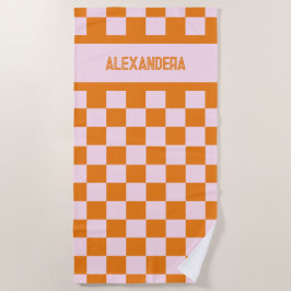 ネーム ピンク オレンジ サンセット ブライズテイル ビーチタオル