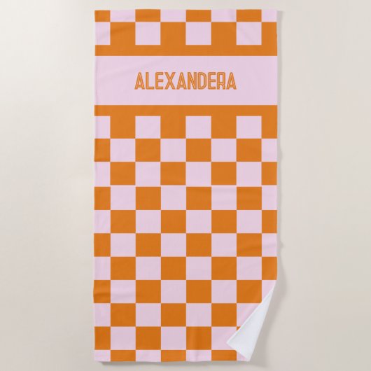 ネーム ピンク オレンジ サンセット ブライズテイル ビーチタオル (正面)