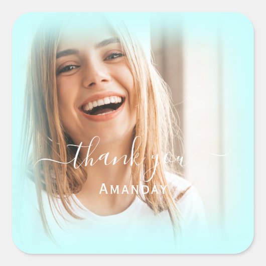 ネーム フォト BLUE PASTEL ブライダル スイート16 スクエアシール (正面)