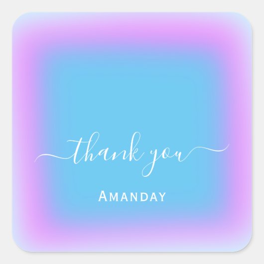 ネーム ブルー ピンク オーシャン メイクアップ ブライダル スイート16th スクエアシール (正面)