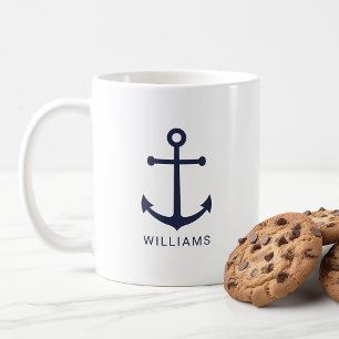 ネーモダンビーブルーいかり(名前をカスタムする) コーヒーマグカップ