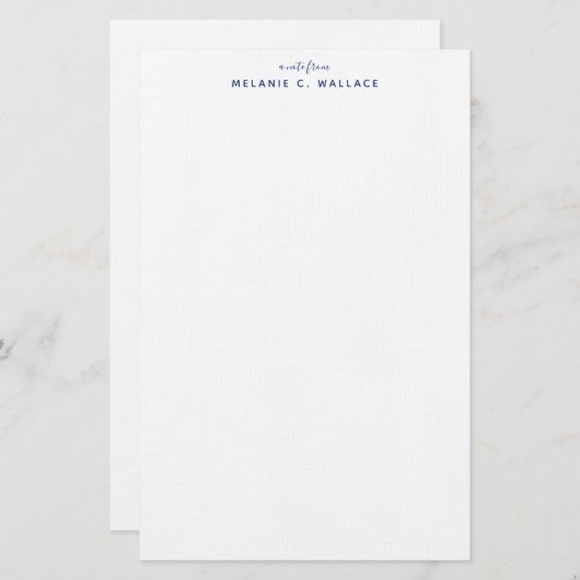 ネーモダンビーブルーパーソナライズされたエレガント 便箋 (正面/裏面)