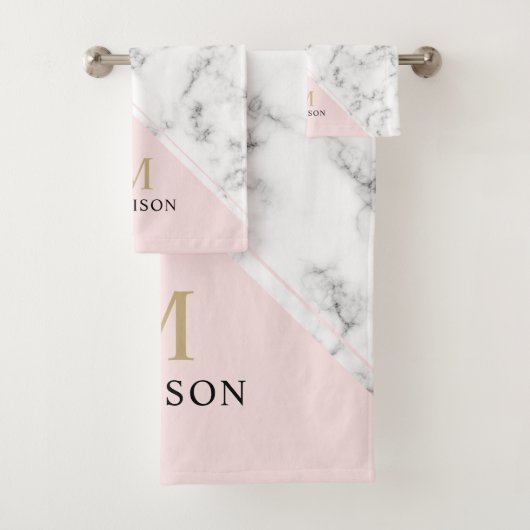 ネーモダンビーブルー大理石モノグラム バスタオルセット (インサイチュ)