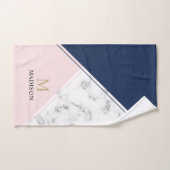 ネーモダンビーブルー大理石モノグラム バスタオルセット (ハンドタオル)