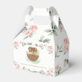 ノアのアークピンクフローラ緑の女の子ベビーシャワー フェイバーボックス (裏面サイド)