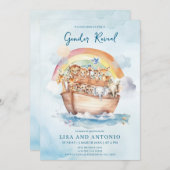 ノアのアークブルーウォーター色ジェンダーの明け方 招待状 (正面/裏面)