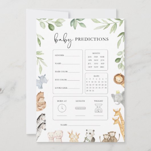 ノアのアークベビーシャワーベビー予測ゲーム 招待状 (正面)