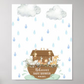 ノアのアークベビーシャワー指紋ゲストブック ポスター (正面)