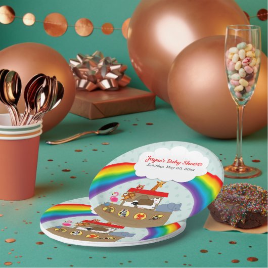 ノアのアークレインボーベビーシャワー ペーパープレート (複数)