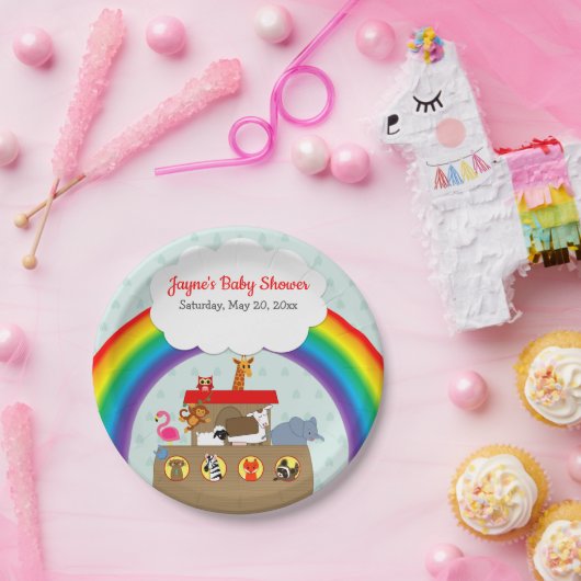 ノアのアークレインボーベビーシャワー ペーパープレート (パーティー)