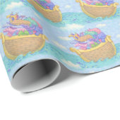 ノアのアーク動物の青いターコイズ ラッピングペーパー (ロールコーナー)