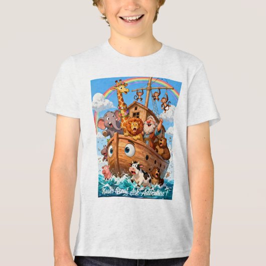 ノアの大いなる箱舟の冒険 - かわいい動物Tシャツ トライブレンドTシャツ (正面)