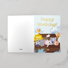 ノアの方舟の誕生日 箔グリーティングカード