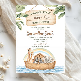 ノアの方舟テーマ リトル・ミラクル・ベビーシャワー 招待状