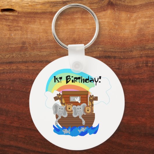 ノアの箱最初の誕生日Tシャツとギフト キーホルダー (正面)