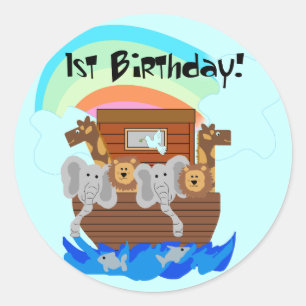 ノアの箱最初の誕生日Tシャツとギフト ラウンドシール
