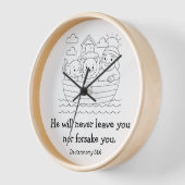 ノアの箱聖書の聖句 – 申命記31:6 壁時計 (傾斜)