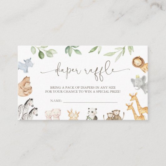 ノアの箱舟おむつラッフルカード エンクロージャーカード (正面)