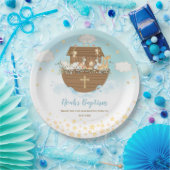 ノアの箱舟かわいい動物の少年バプテスマ《キリスト教》洗礼式や命名式 ペーパープレート (パーティー)