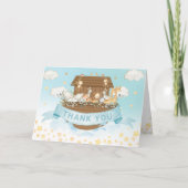 ノアの箱舟かわいい動物の男の子誕生日赤ちゃんシャワー サンキューカード (正面)