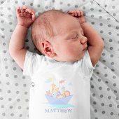 ノアの箱舟かわいい動物の船 ベビーボディスーツ