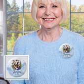 ノアの箱舟かわいい動物の青い男の子おばあちゃん 缶バッジ