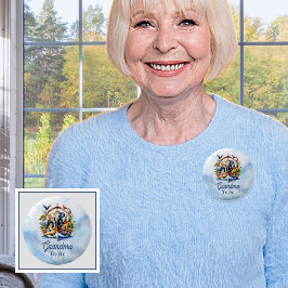 ノアの箱舟かわいい動物の青い男の子おばあちゃん 缶バッジ