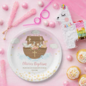 ノアの箱舟かわいい動物ガールバプテスマ《キリスト教》洗礼式や命名式 ペーパープレート (パーティー)