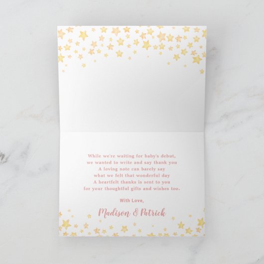 ノアの箱舟かわいい動物ガール誕生日赤ちゃんシャワー サンキューカード (内部)