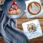 ノアの箱舟かわいい動物ブルーボーイ赤ちゃんシャワー スクエアペーパーコースター