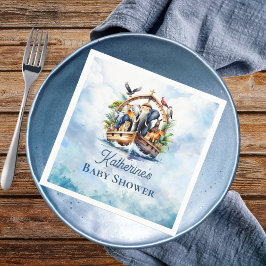 ノアの箱舟かわいい動物ブルーボーイ赤ちゃんシャワー スタンダードカクテルナプキン