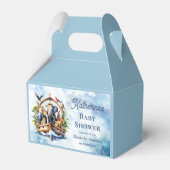 ノアの箱舟かわいい動物ブルーボーイ赤ちゃんシャワー フェイバーボックス (正面サイド)