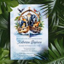 ノアの箱舟かわいい動物ブルーボーイ赤ちゃんシャワー