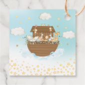 ノアの箱舟かわいい動物ブルー誕生日赤ちゃんシャワー フェイバータグ (裏面)