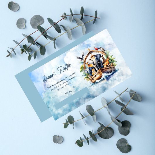 ノアの箱舟かわいい動物ベビーシャワーおむつラッフル エンクロージャーカード