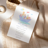 ノアの箱舟かわいい動物ボート赤ちゃんシャワー 招待状