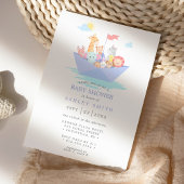 ノアの箱舟かわいい動物ボート赤ちゃんシャワー 招待状