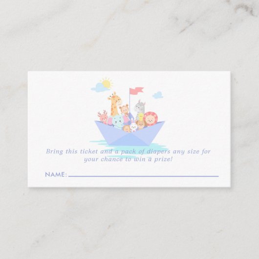 ノアの箱舟かわいい赤ちゃんシャワーおむつラッフル エンクロージャーカード (正面)