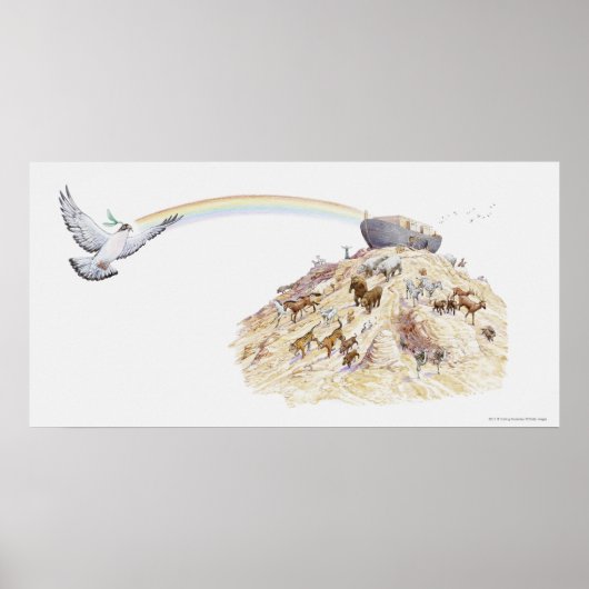ノアの箱舟と動物のイラストレーション離れ ポスター (正面)